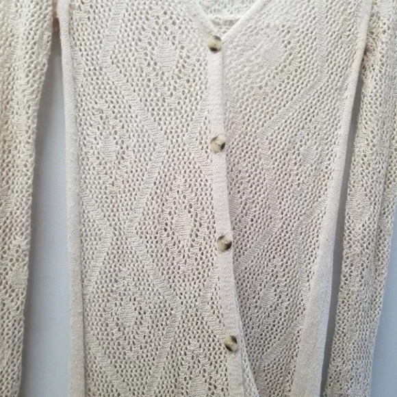 FREE people cotton knit long cream button cardigan XS - Picture 5 of 13